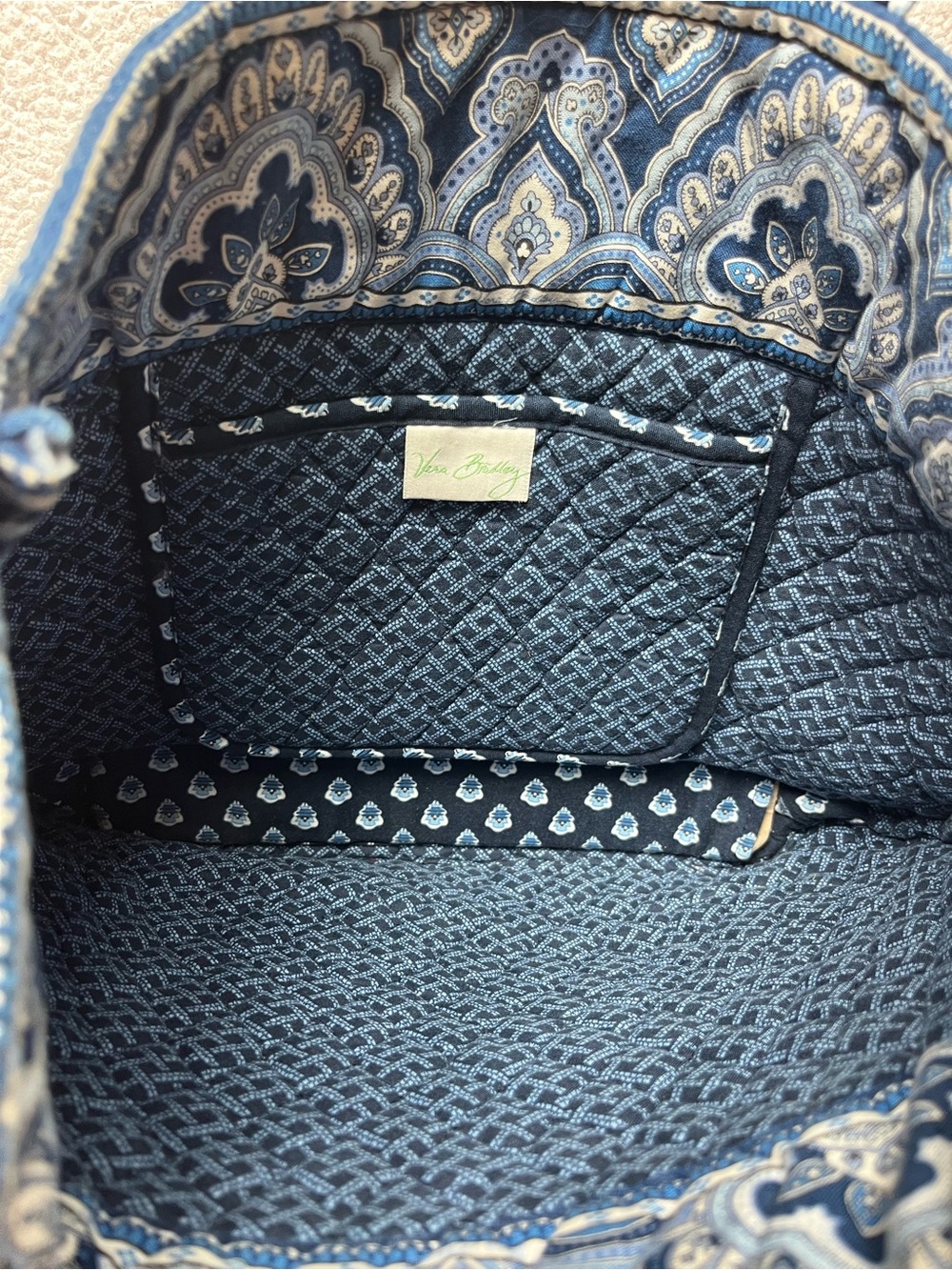 VERA BRADLEY BLUE PAISLEY SHOULDER TOTE BAG - Picture 4 of 6